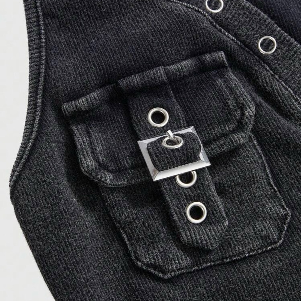 ROMWE Charcoal V-Neck Bodycon Mini Dress | Grommet Detail | NWT | Size XS - Picture 3 of 5